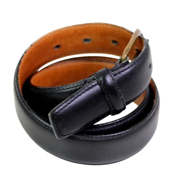 Paul Fredrick BLACK GENUINE LEATHER 1 1/4"Wd STITCH DRESS MEN'S BELT Sz 32 (B25 - Picture 5 of 13